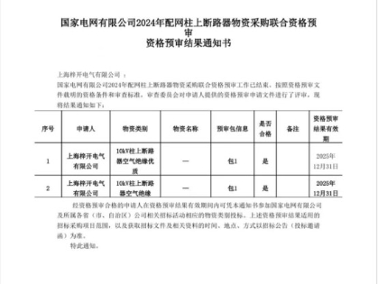 喜報(bào)：上海梓開(kāi)電氣成功通過(guò)國(guó)家電網(wǎng)資格審查！